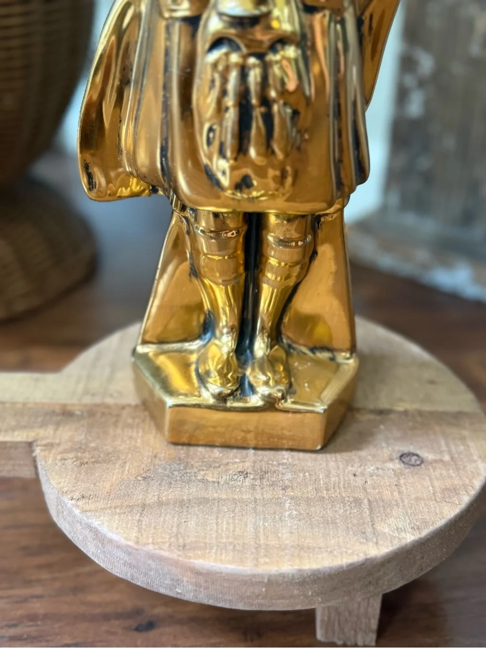 Rare Vtg 70s Gold Seagrams 100 Pipers Scotch 14” Bagpiper Statue Bar Advertising
